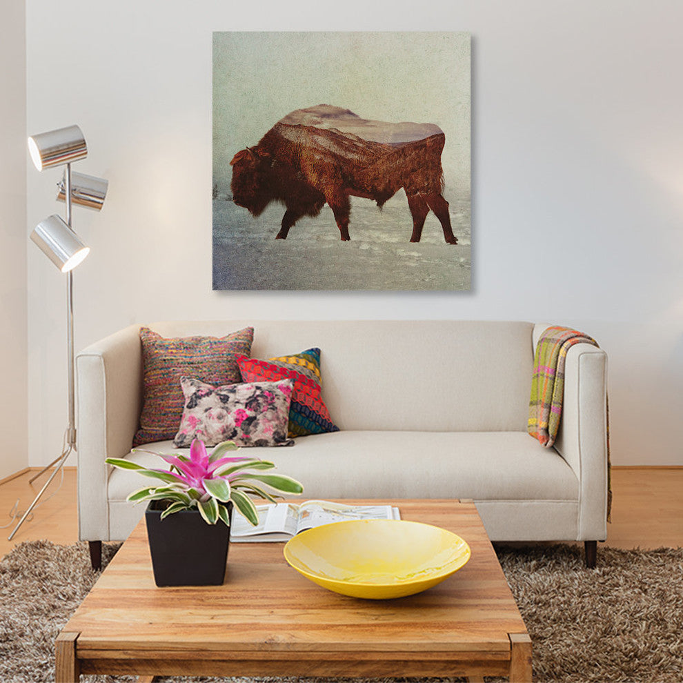 "Bison II" by Andreas Lie, Canvas Print, 18"x18"