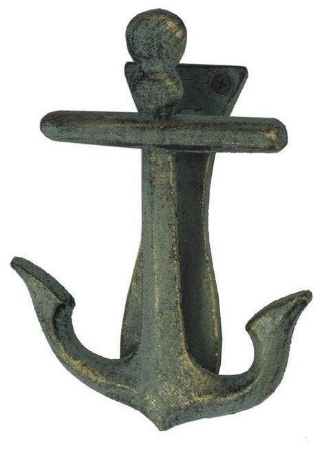 Cast Iron Decorative Anchor Door Knocker, Antique Bronze, 6"