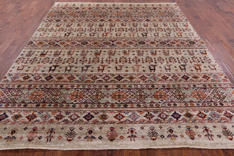 8' 1" X 9' 9" Tribal Persian Gabbeh Hand Knotted Wool Rug Q8072