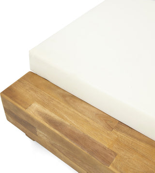 Ursula Outdoor Acacia Wood Chaise Lounge and Cushion Set, Set of 2, Cream