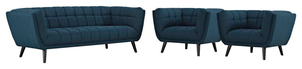 Bestow 3 Piece Upholstered Fabric Sofa And Armchair Set