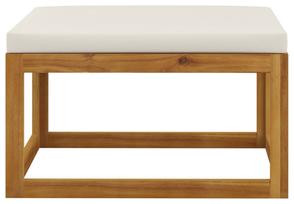 vidaXL 3 Piece Patio Lounge Set With Cream Cushions Solid Acacia Wood