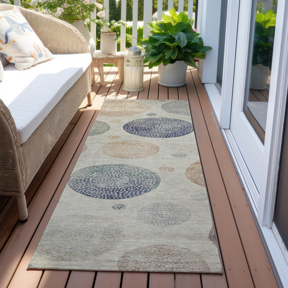 Machine Washable Indoor/Outdoor Chantille ACN1897 Beige 2'3" x 7'6" Runner Rug