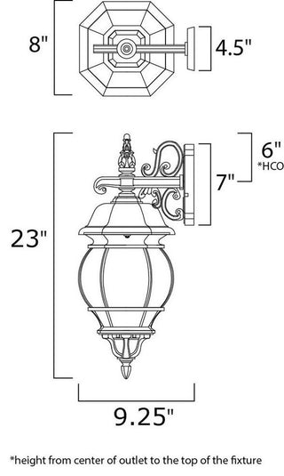 Maxim 1034 Crown Hill 23" 3 Light Wall Sconce - Black / Clear Glass