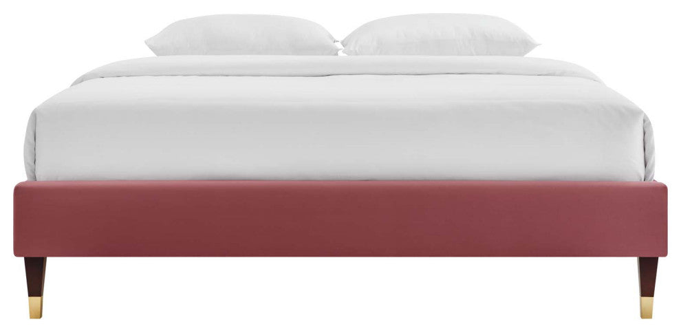 Harlow Full Performance Velvet Platform Bed Frame Dusty Rose