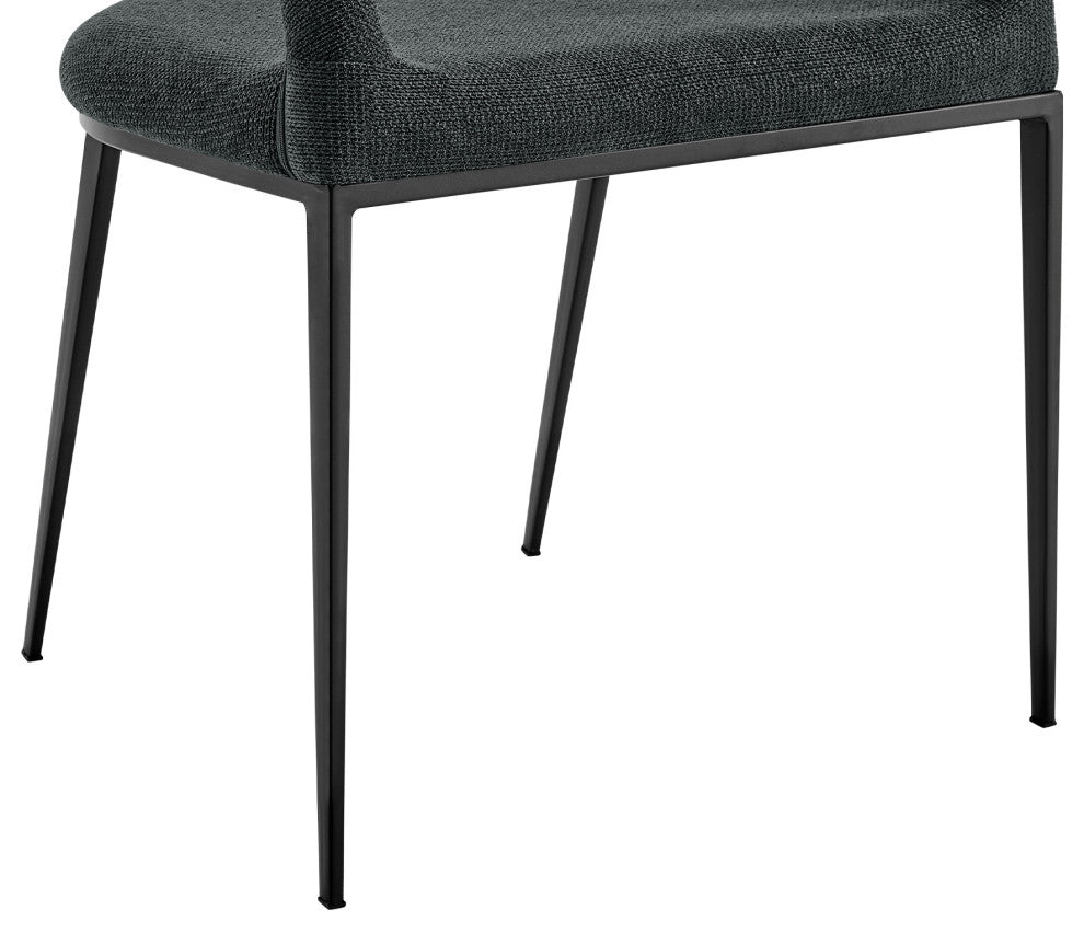 Morgan Matte Black and Charcoal Upholstered Dining Chairs, Set of 2
