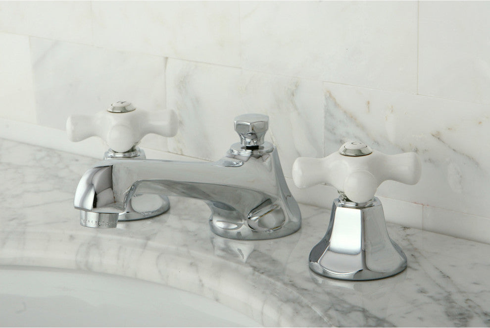 Kingston Brass Widespread Bathroom Faucet With Brass Pop-Up, Polished Chrome