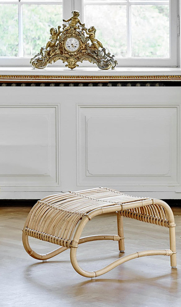 Viggo Boesen Teddy Rattan Footstool, Polished Natural
