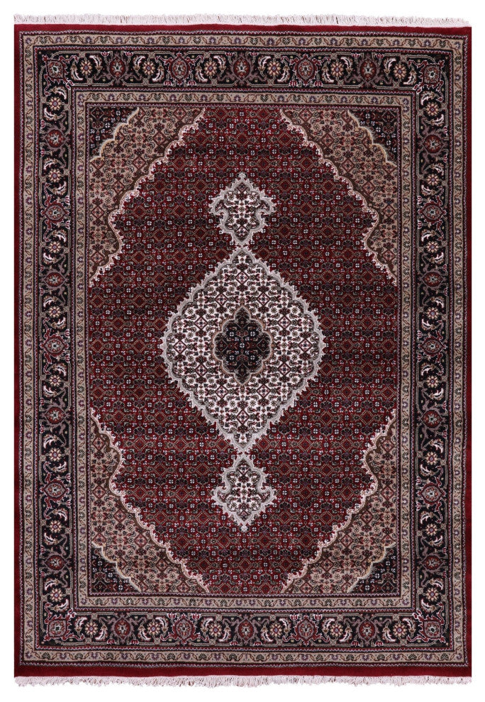 5' 1" X 7' 1" Persian Tabriz Hand Knotted Wool and Silk Rug Q8929
