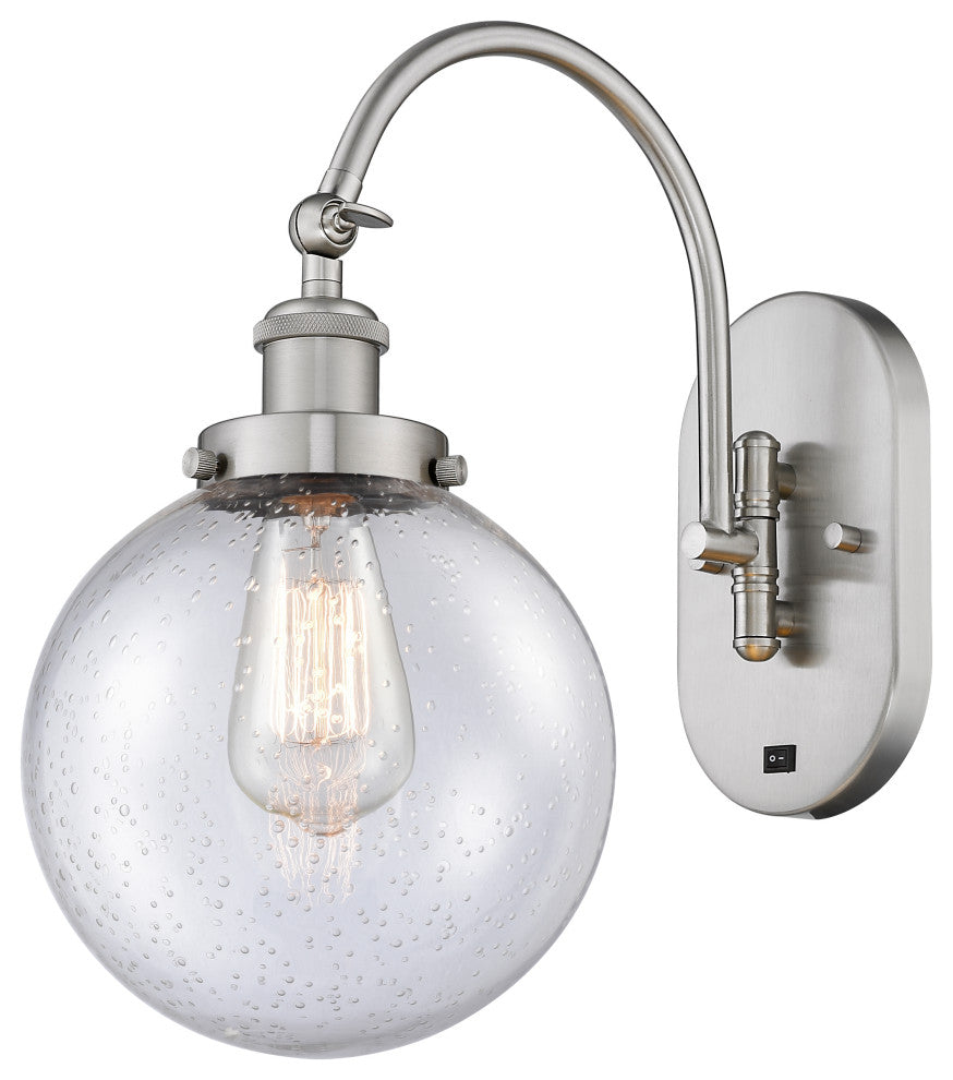 Innovations 918-1W-SN-G204-8 Beacon 1 Light 8" Sconce, Brushed Satin Nickel