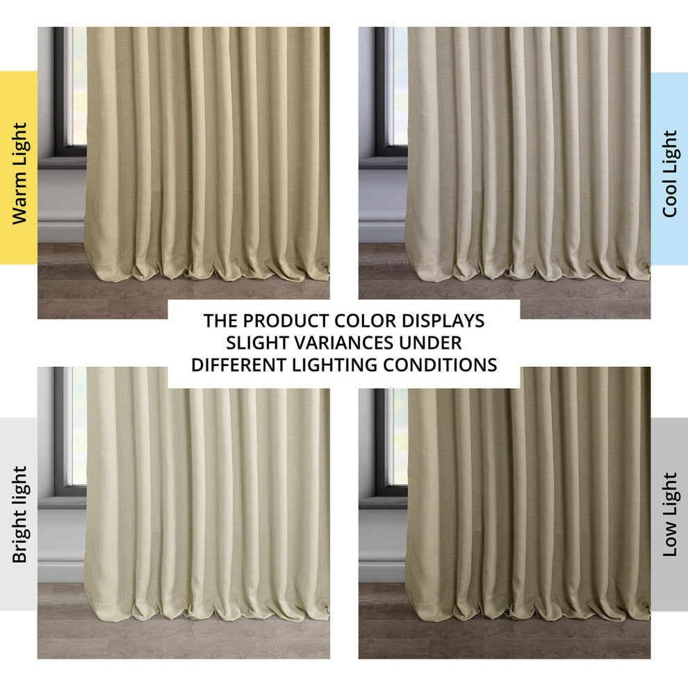 Faux Linen Extra Wide Curtain Panel, Thatched Tan, 100x96