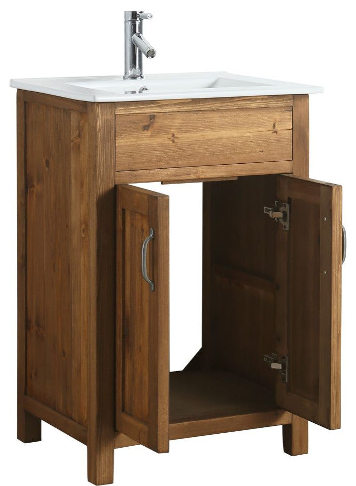 Design Element Bryson 24" Reclaimed Wood Single Sink Bathroom Vanity In Walnut