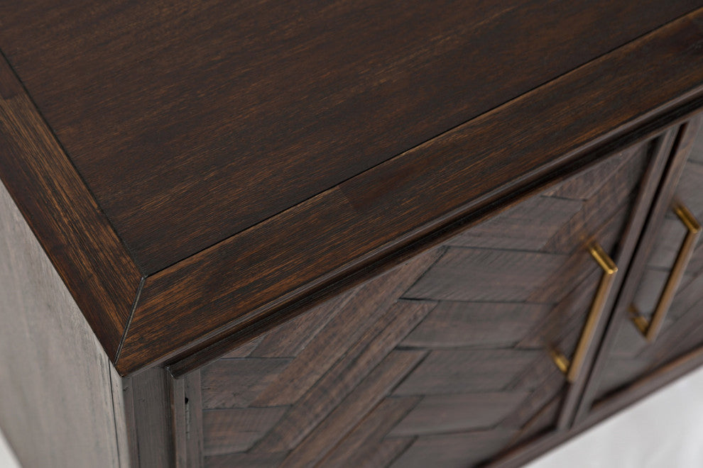 Gramercy Mid-Century Modern Chevron Three Door 60" Accent Cabinet
