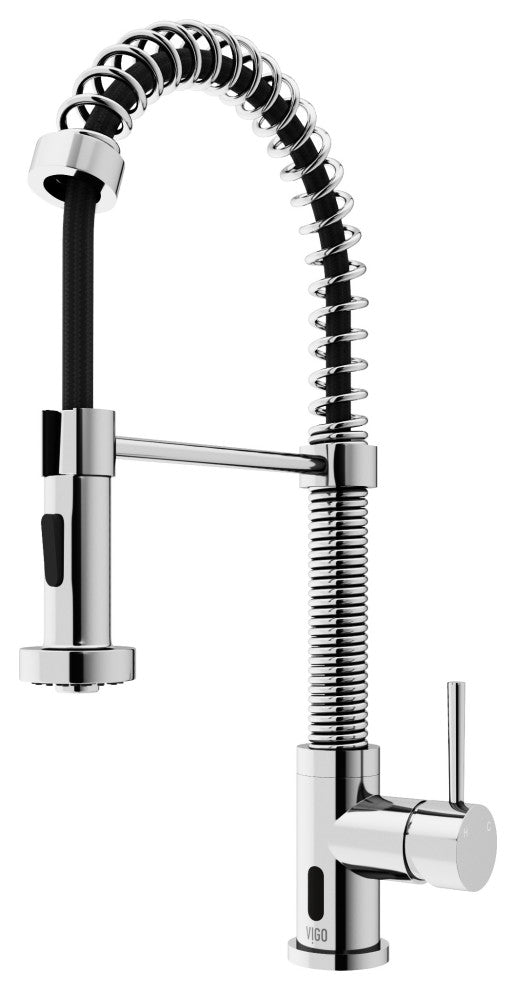 VIGO Edison 19" H Single Handle Pull-Down Sprayer Kitchen Faucet, Chrome, Touchless, Without Extras