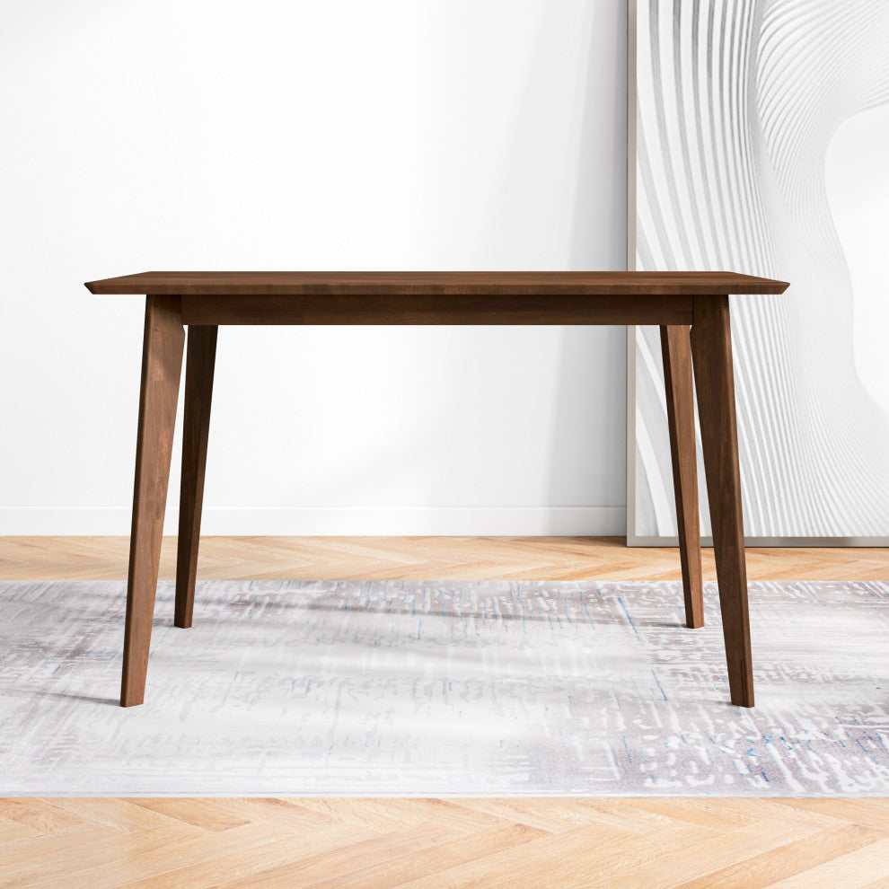 Abbott Mid-Century Modern Solid Wood Walnut Dining Table, W 29.5" X L 47" X H 29"