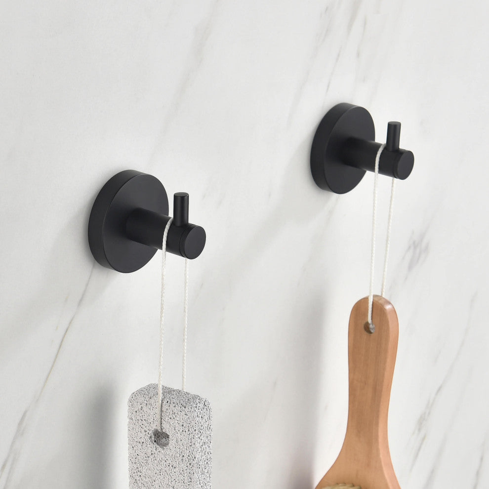 Circular Bathroom Towel & Robe Hook 2 Count, Matte Black