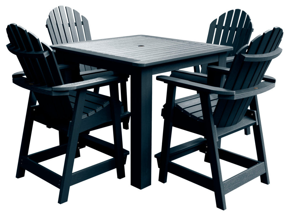 Muskoka 5-Piece Square Counter Bistro Dining Set, Weathered Acorn, Federal Blue