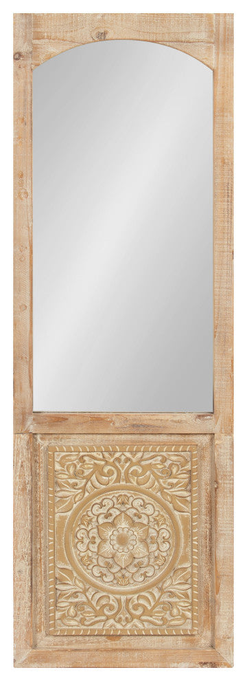 Moynihan Wooden Panel Mirror, Rustic Brown 18x55