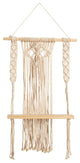 24" Boho Chic Wood Macrame Single Shelf Woven Diamond Wall Art Decor