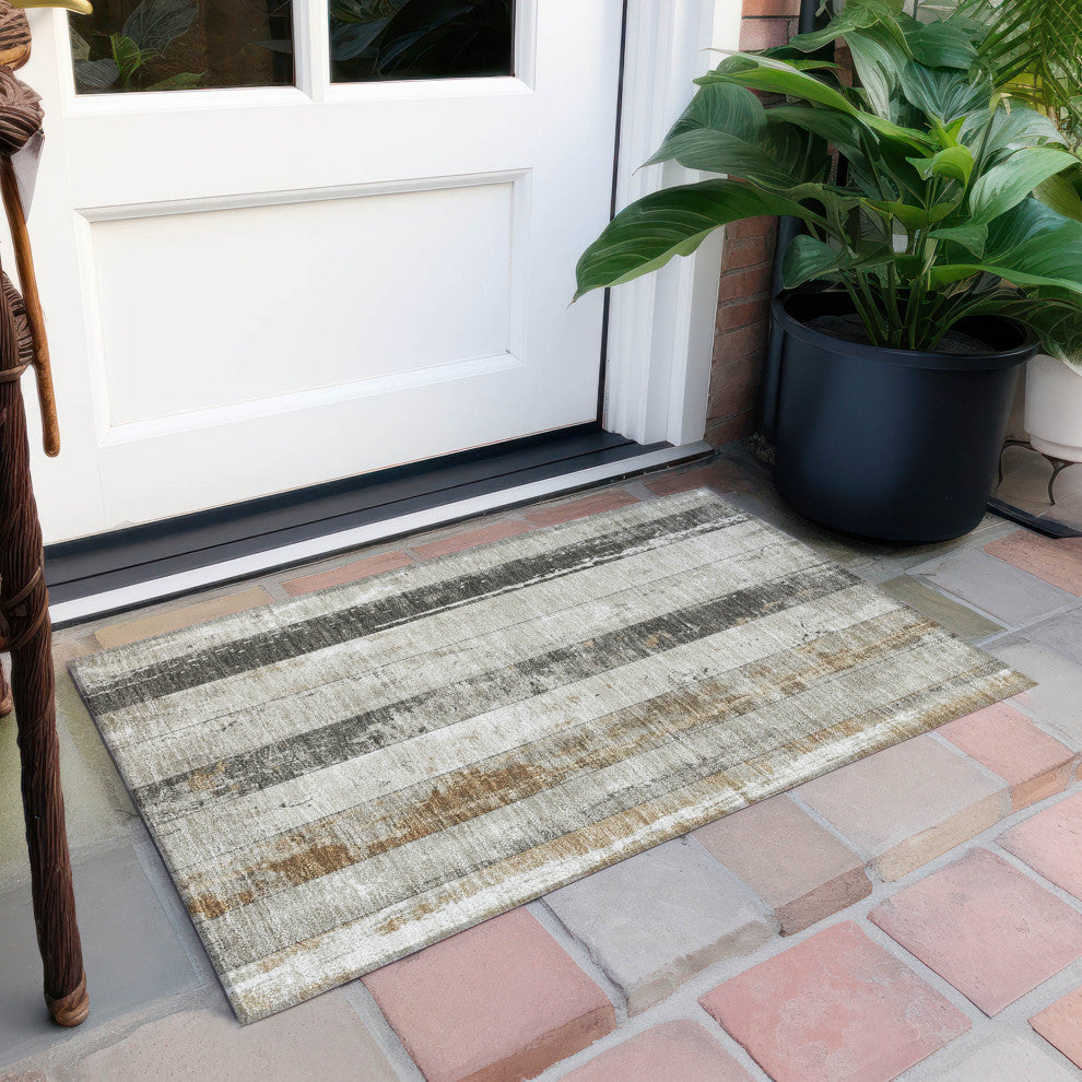 Machine Washable Indoor/Outdoor Chantille ACN1868 Beige 1'8" x 2'6" Rug
