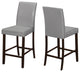 25" Gray and Brown Solid Wood Counter Height Bar Chairs, Set of 2