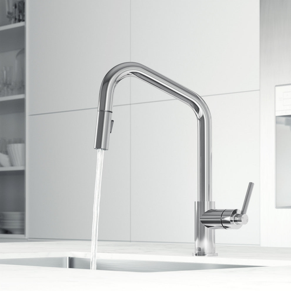 VIGO Utopia 14" H Single Handle Pull-Down Sprayer Kitchen Bar Faucet, Chrome