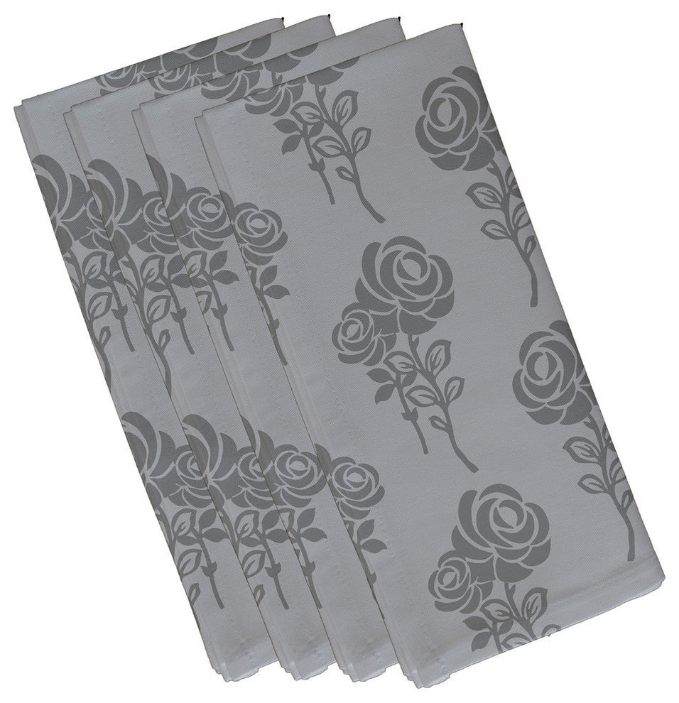 Carmen, Floral Print Napkin, Gray, Set of 4