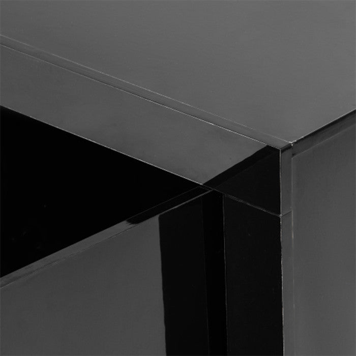 Black morden TV Stand with LED Lights high glossy front TV Cabinet