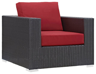 Convene 6-Piece Outdoor Wicker Rattan Sectional Set, Espresso Red