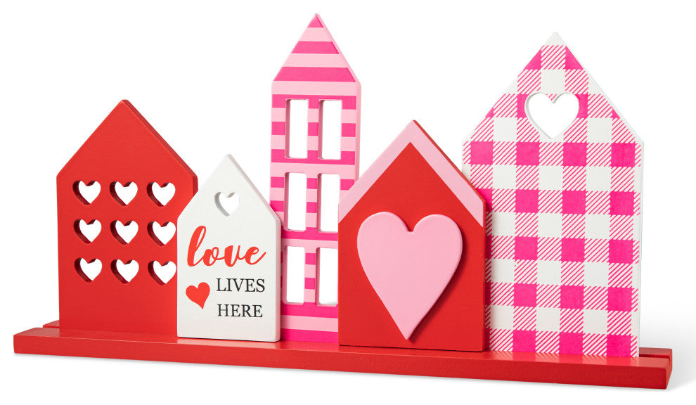 16"L  Valentine's  House Wooden Table Decor