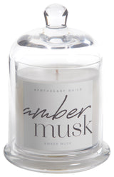 Amber Musk Scented Candle Jar With Glass Dome