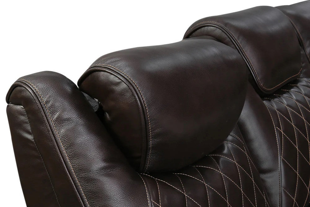 Valencia Oslo Console Italian Nappa Leather Home Theater Seating, Dark Chocolate