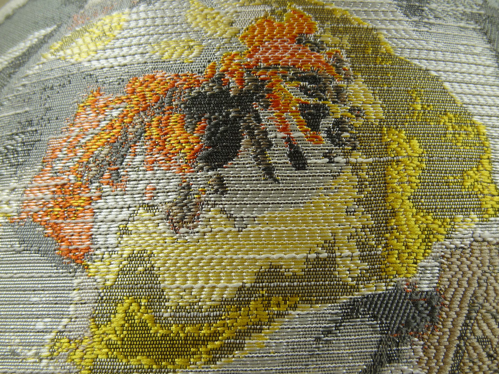 Fairy Garden Gray Yellow and Coral Handmade Luxury Pillow, 20"x30" Queen