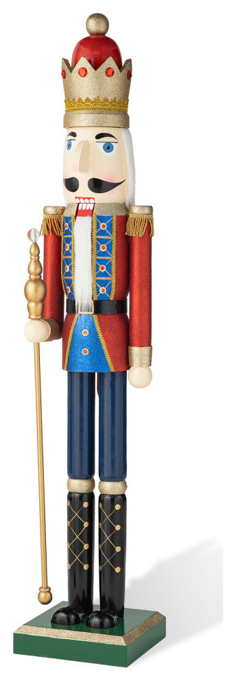 54"H Wooden Christmas Glitter King Nutcracker