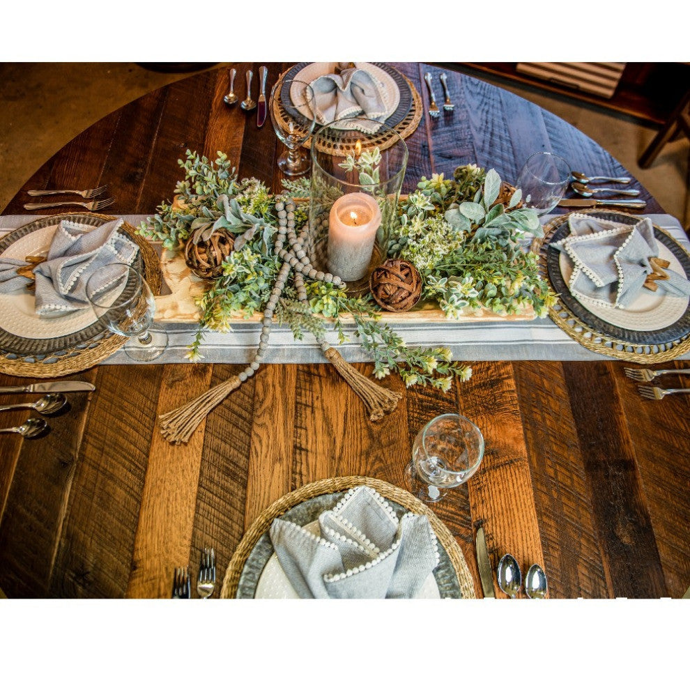Granby Barnwood Round Dining Table, Provincial, 60x60, 2 Middle Leaves