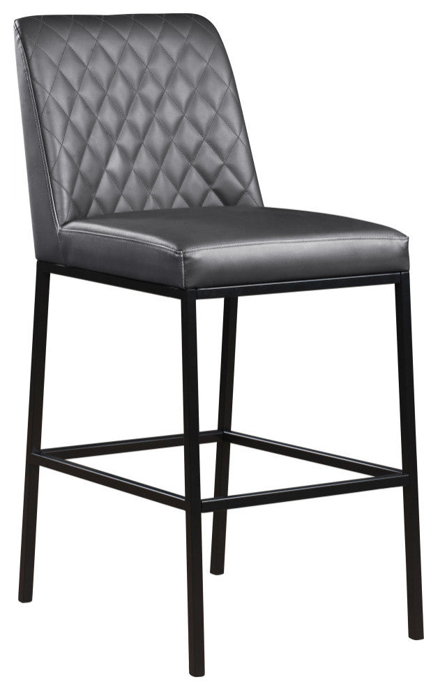 Bryce Faux Leather Upholstered Bar Stool, Set of 2, Gray