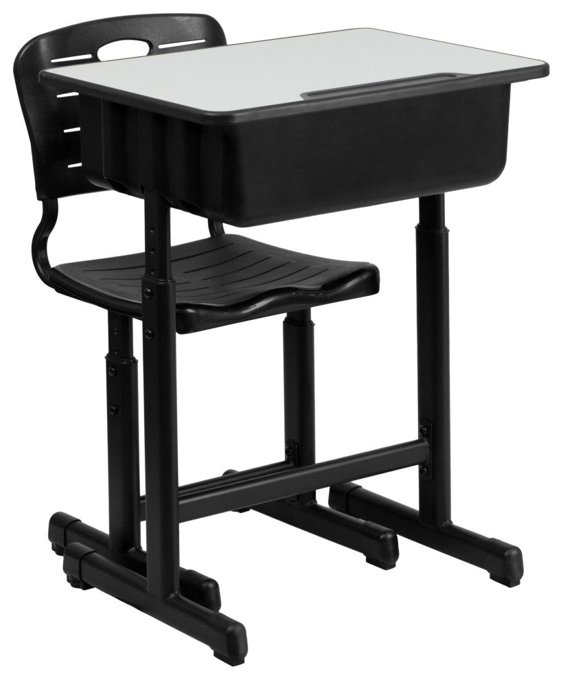 Roseto FFIF39256 Adjustable Height 24"W Student Classroom Desk - Black