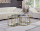 Sei Glass Top Coffee Table With Mirrored Base, Gold, 4-Piece