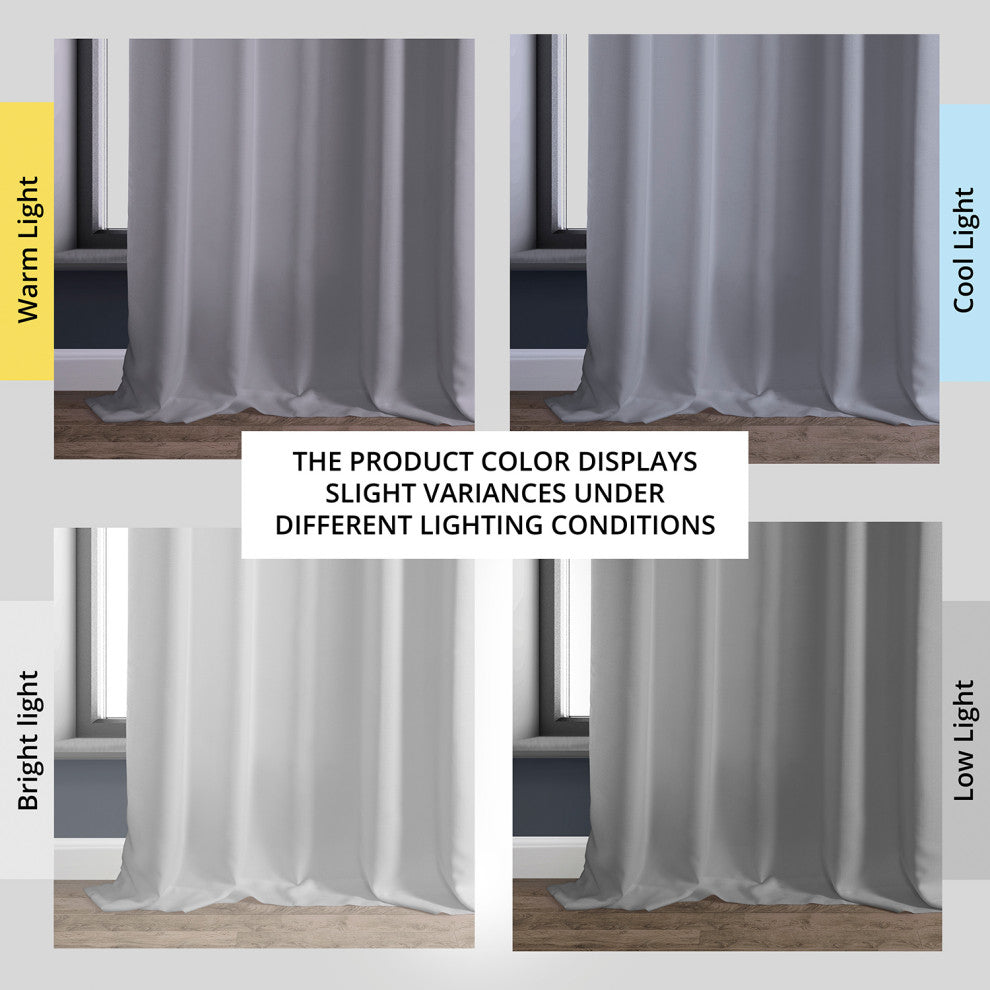 Italian Faux Linen Curtain Single Panel, Dove White, 50"x96"