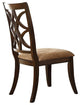 Benzara BM179937 S/2, Wooden Side Chair With Fabric Seat, Cherry Brown/Beige