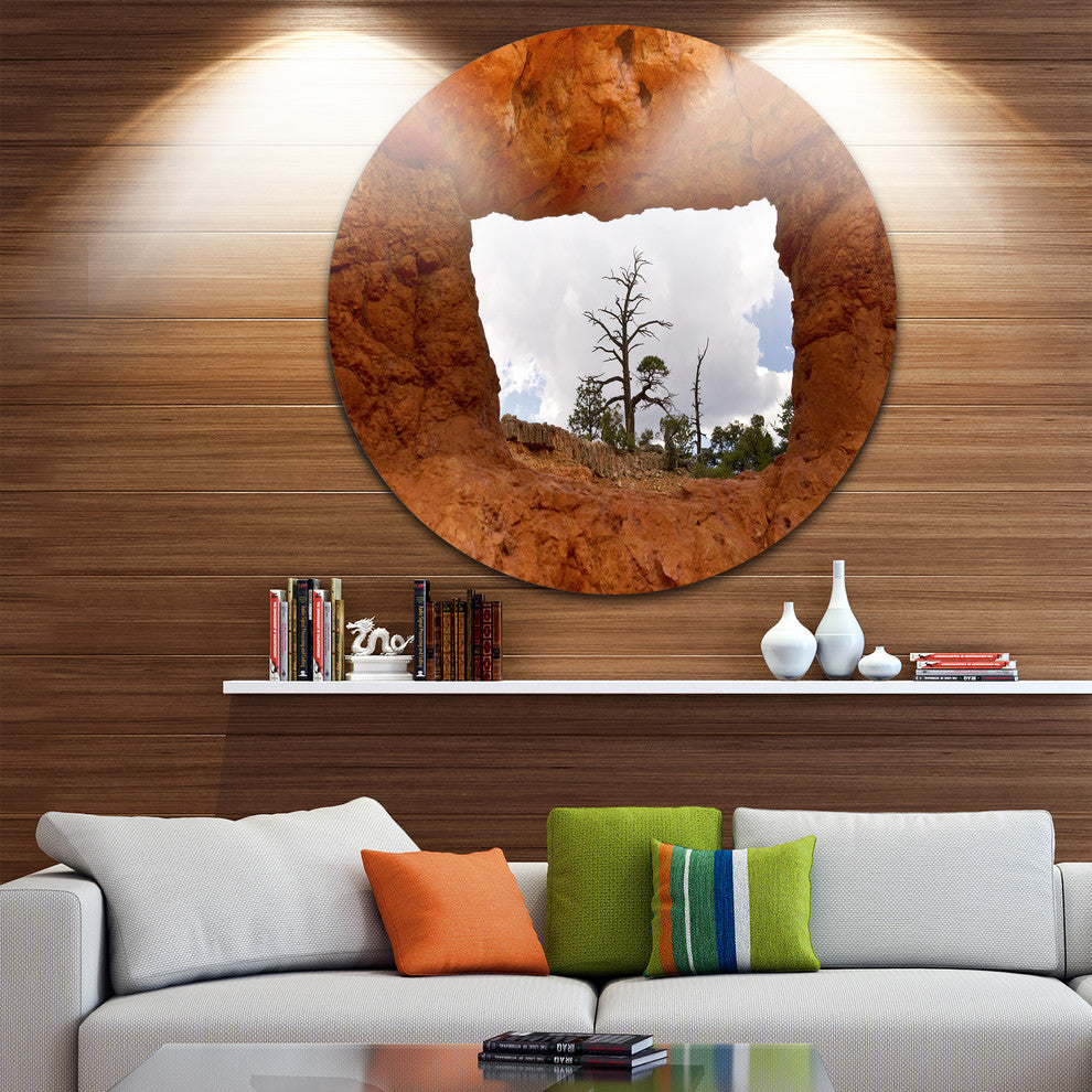 Sky Through Red Canyon Window, Landscape Round Wall Art, 36"