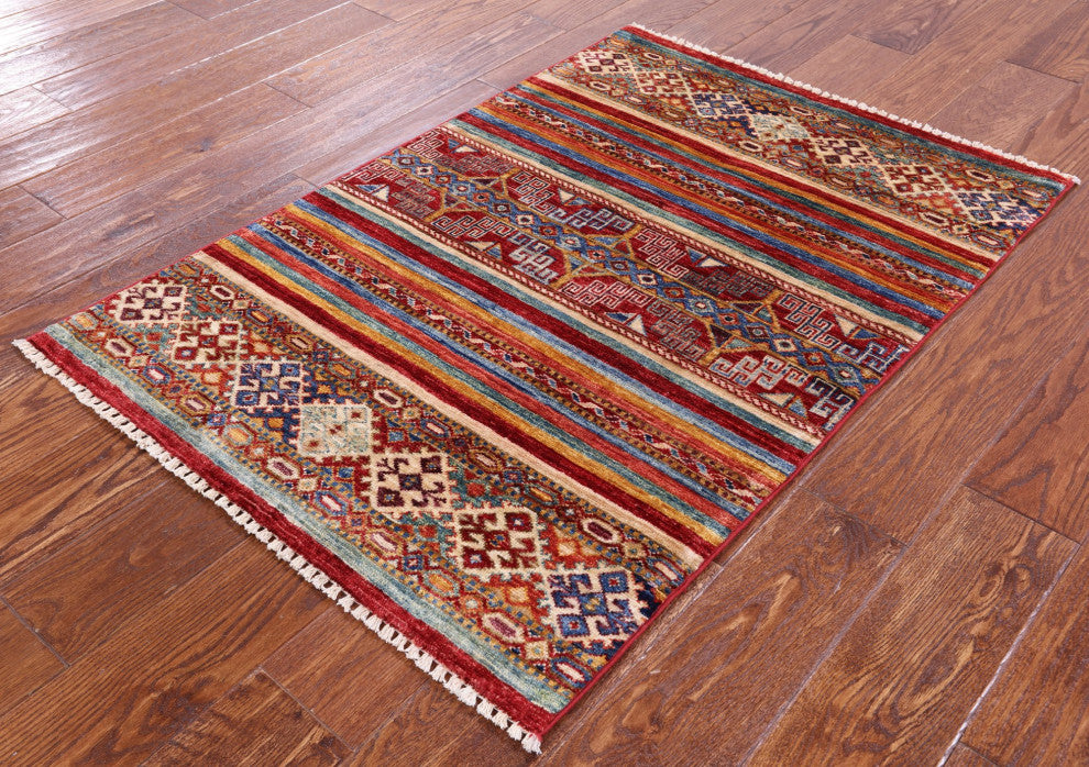 2' 8" X 3' 11" Super Kazak Khorjin Hand-Knotted Rug Q10795
