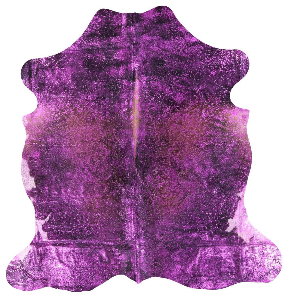 7' 4" X 7' 5" Pink Metallic Cowhide Rug C2103