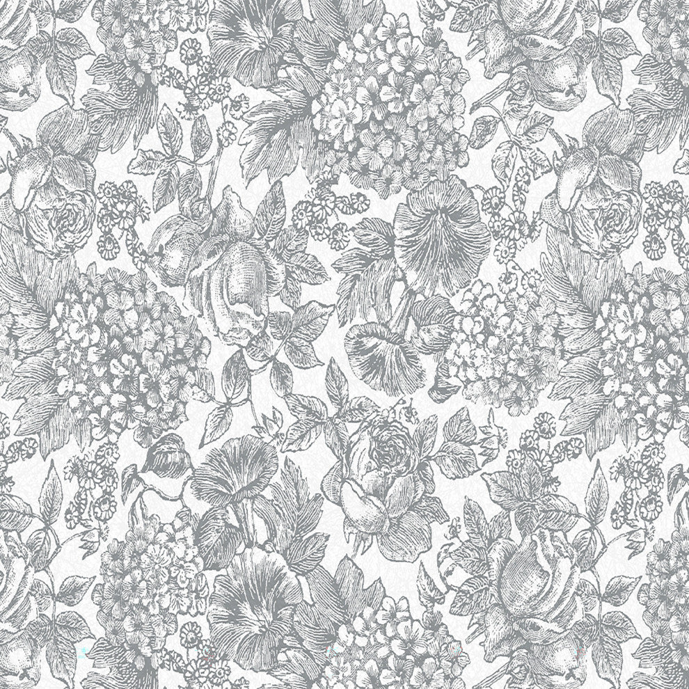 Laura Ashley Louise Removable Wallpaper, Slate Gray