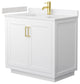 36"SGL Vanity White, Light-Vein Carrara Cult. Marble Countertop, Sink, Gold Trim