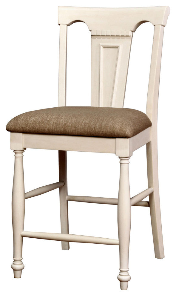 Furniture of America Hendrix Wood Counter Height Chair in White (Set of 2)