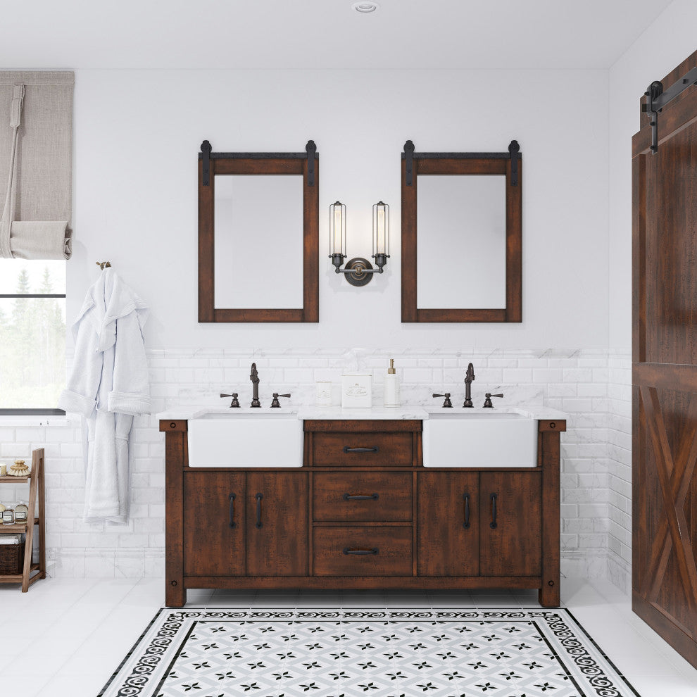 Paisley 72" Double Vanity, Rustic Sierra, Vanity With Faucet
