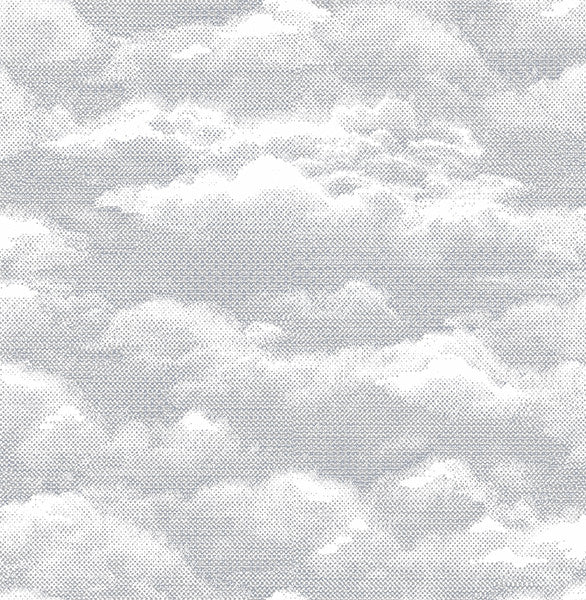 Monochromatic Cloud Pattern Wallpaper, Light Gray, Bolt