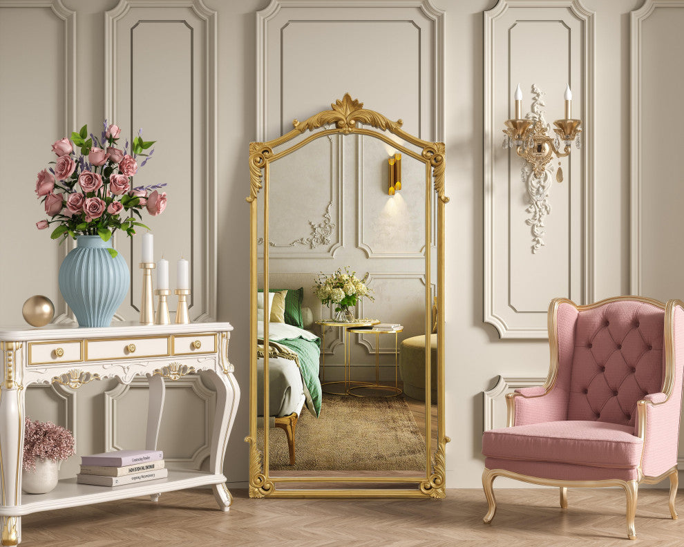 Home Living 33.5x66 Traditional Mirror, Gold Leaf