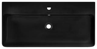 Carre 36" Ceramic Console Sink Matte Black Basin Gold Legs, Brushed Gold